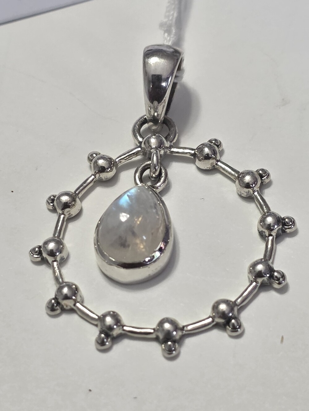 Sterling Silver Moonstone Teardrop Pendant Necklace - White Moonstone